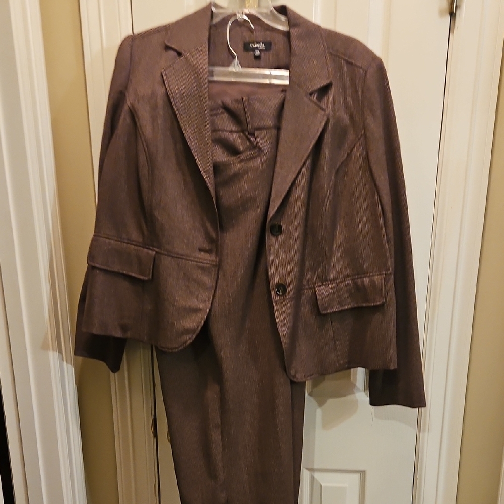 Ladies Brown Tweed Two-Piece Suit Set Size 18W Designer RAFAELLA